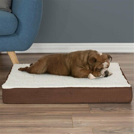 DARETOCARE Orthopedic Sherpa Top Pet Bed with Memory Foam & Removable Cover - Brown DA3236331